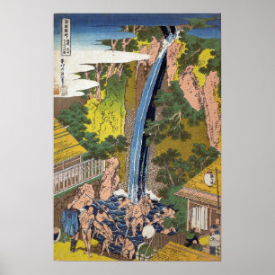 Poster Hokusai - Cascade de Roben, Oyama, province de Sag