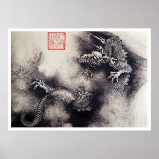 Poster Hokusai - Dragon Scrolls