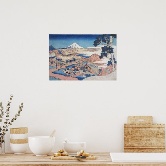 Poster Hokusai - Fuji Katakura Tea Fields, Suruga (Cuisine)