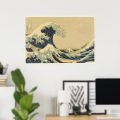 Poster Hokusai Grande vague au large de Kanagawa (Bureau à domicile)