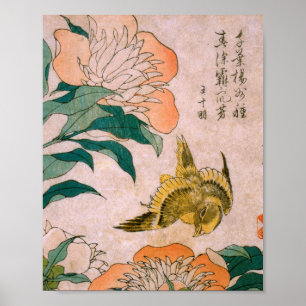 Poster Hokusai Katsushika - Peony Et Canton