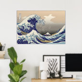 Poster Hokusai La Grande Vague (Bureau à domicile)