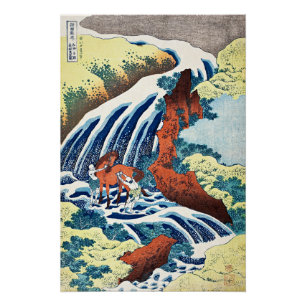 Poster Hokusai - Les chutes de lavage de chevaux de Yoshi