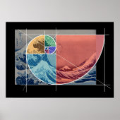 Poster Hokusai Meets Fibonacci, Colored Shapes (Devant)