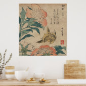 Poster Hokusai Peony et Canary (Cuisine)