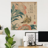 Poster Hokusai Peony et Canary (Bureau à domicile)
