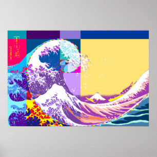 Poster Hokusai rencontre Fibonacci, Pop Art Style