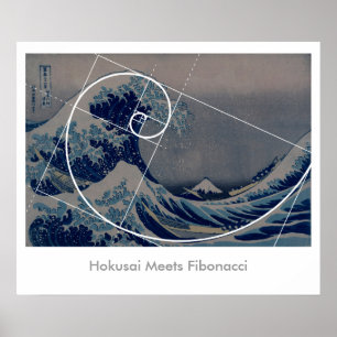 Poster Hokusai rencontre Fibonacci, rapport d'or