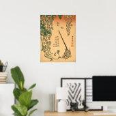 Poster Hokusai Vintage Wisteria et Wagtail GalleryHD (Bureau à domicile)