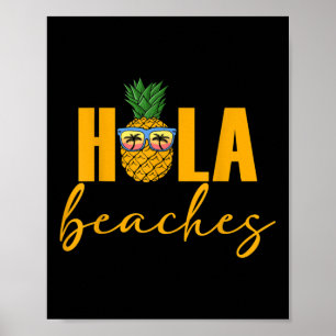 Poster Hola Beaches Femens Été Ananas Hawaiian Vaca