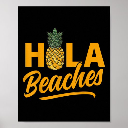 Poster Hola Plages Funny Ananas Été (Devant)
