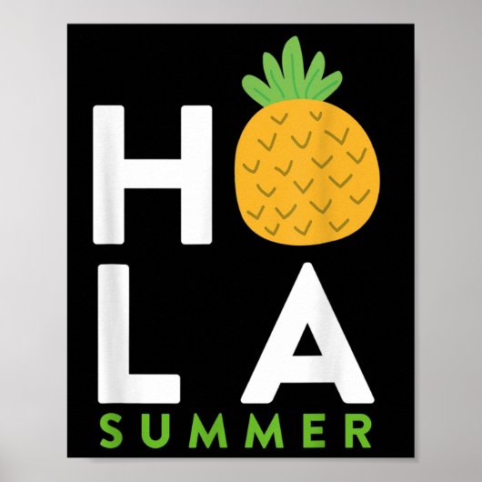 Poster Hola Summer _ Plages de l'ananas Lover Vacances (Devant)