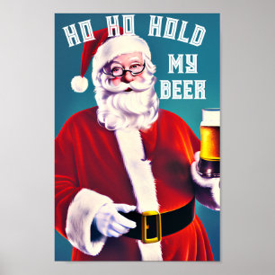 Poster Hold My Beer Christmas Art - Holiday Party Digital