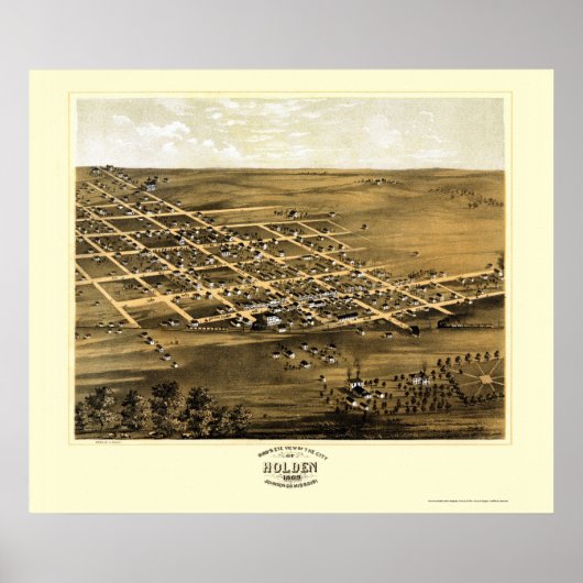 Poster Holden, MO Carte panoramique - 1869 (Devant)