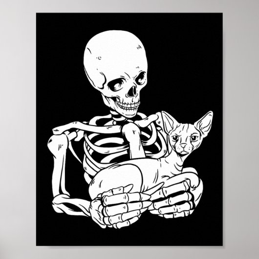 Poster Holding Chat Funny Halloween Crâne Sphynx Chat (Devant)