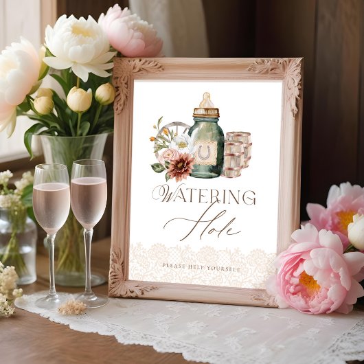 Poster Hole d'eau Bouteille bébé Baby shower occidental s