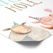 Poster Hole d'eau ferme Animaux Fille Anniversaire rose (Coin)