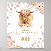 Poster Hole d'eau Highlander Cow Boho Farm Anniversaire (Devant)