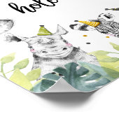 Poster Hole d'eau Safari Party Animaux Anniversaire (Coin)