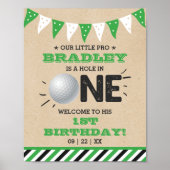 Poster Hole In One Boys Golf 1er Anniversaire Par tee Wel (Devant)