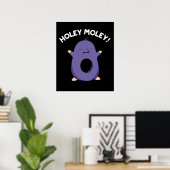 Poster Holey Moley Funny Mole Pun Dark BG (Bureau à domicile)