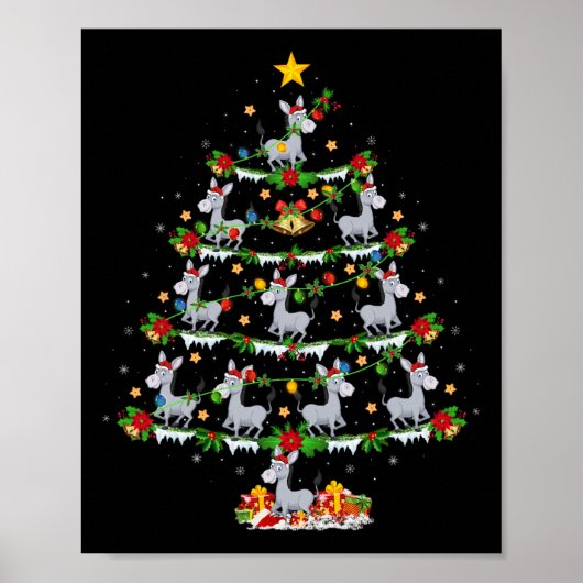 Poster Holiday Xmas Lighting Santa Donkey Christmas Tree  (Devant)