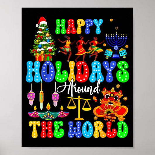 Poster Holidays Around World Xmas Hanukkah Kwanzaa Diwali (Devant)