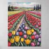 Poster Holland Tulips Field Tulip Art (Devant)