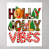 Poster Holly A Jolly Vibes Reindeer Christmas Trees Light (Devant)
