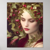 Poster Holly Berries Belle Femme Vacances (Devant)