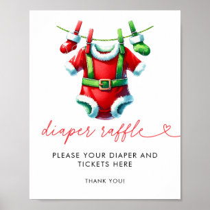 Poster Holly Christmas Père Noël Baby shower Déchets Raff
