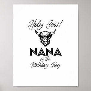 Poster Holly Cow Nana De L'Anniversaire Boy Highland Cow 