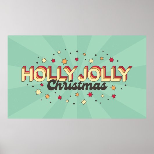 Poster Holly jolly rétro de Noël typographie (Devant)