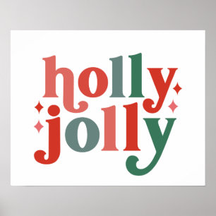 Poster Holly Jolly - Typographie des Fêtes Rétro