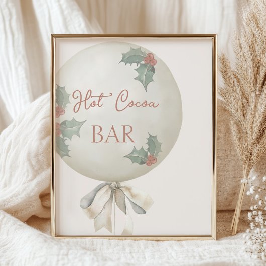 Poster Holly Vintage Balloon Birthday Hot Cocoa Bar