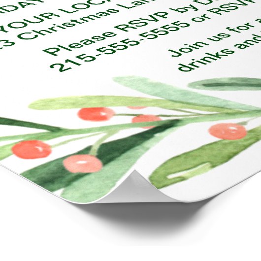 Poster Holly Wreath Company Invitation à la fête de Noël (Coin)