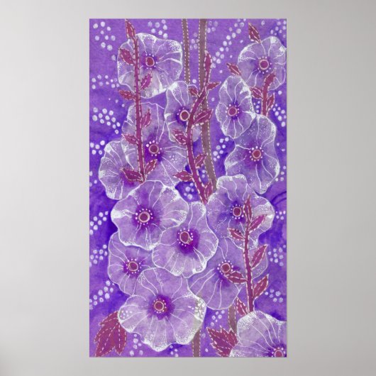 Poster Hollyhock Malva Malva Purge Violet Fleur Florale (Devant)