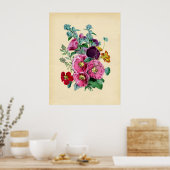 Poster Hollyhocks botaniques vintages (Cuisine)