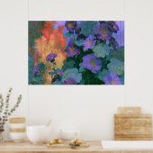 Poster Hollyhocks dans un impressionnisme violet audacieu (Cuisine)