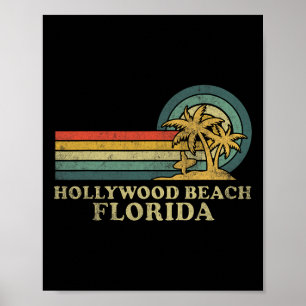Poster Hollywood Beach Floride Famille Vacances Vintage P