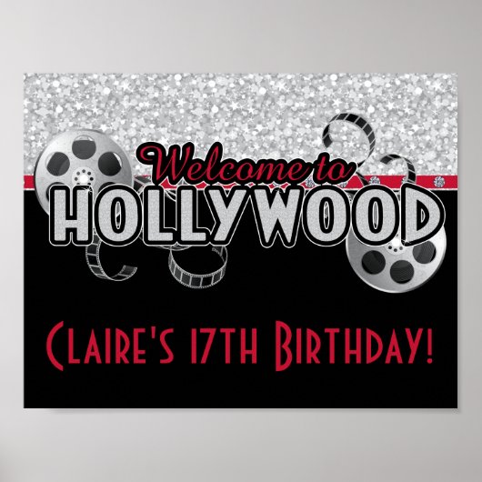 Poster Hollywood Birthday Party (Voorkant)