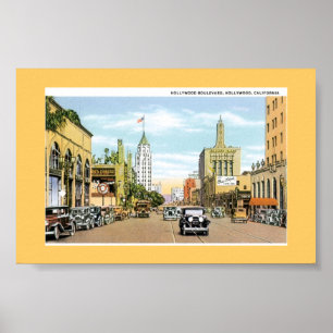 Poster Hollywood Blvd. Carte postale vintage