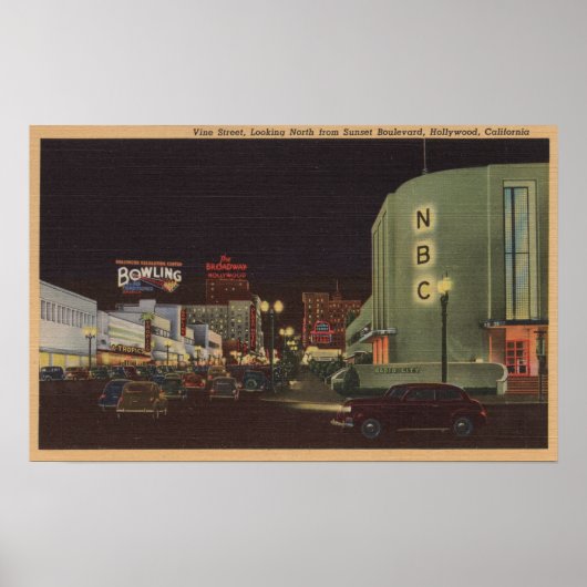Poster Hollywood, CA - Vine Street de Sunset (Devant)