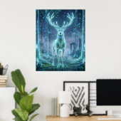 Poster Hologramme Cerf Forêt Électrique (Bureau à domicile)