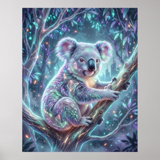 Poster Hologramme Koala Canopée Néon (Devant)