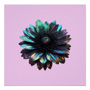 Poster Holographique Iridescente noir Dahlia