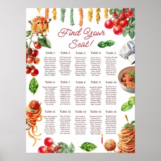 Poster Holy Cannoli little meatball 1st birthday Seating (Devant)