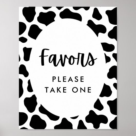 Poster Holy Cow Birthday Party Please Take One Favor Sign (Devant)