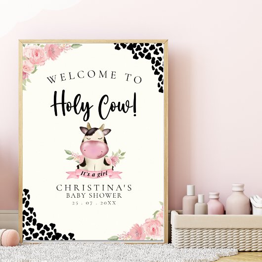 Poster Holy Cow It's a Girl Cute Cow