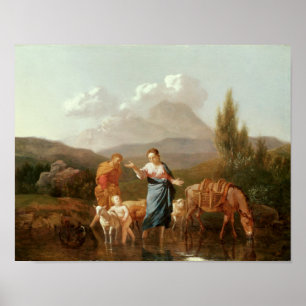 Poster Holy family at a stream